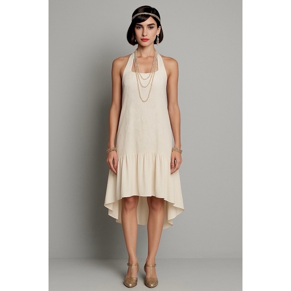 Tibi Silk Slip Dress S Ivory Embroidered Drop Waist Victorian Coquette Shift - Picture 1 of 12